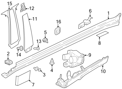 2022 BMW iX Exterior Trim - Pillars Diagram