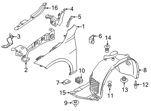 2023 BMW 228i Gran Coupe Fender & Components Diagram