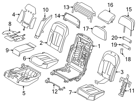 2021 BMW 750i xDrive Rear Seat Components Diagram 4