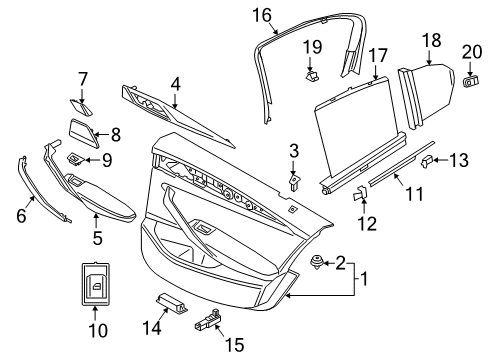 2022 BMW 530e xDrive DOOR TRIM PANEL, REAR, LEFT Diagram for 51425A29847