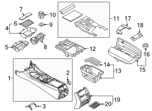 2022 BMW 530e Center Console Diagram