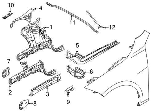 2024 BMW 228i Gran Coupe Structural Components & Rails Diagram