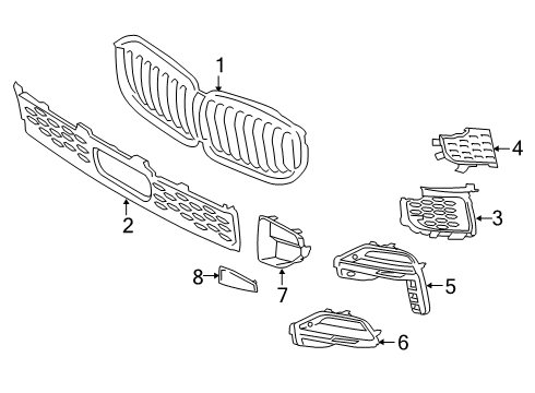 2021 BMW X5 M Grille & Components Diagram 2