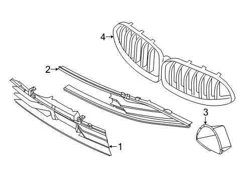 2024 BMW 840i xDrive Grille & Components Diagram