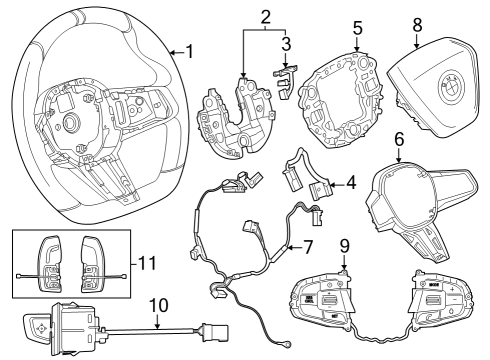 2024 BMW 750e xDrive Steering Wheel & Trim Diagram