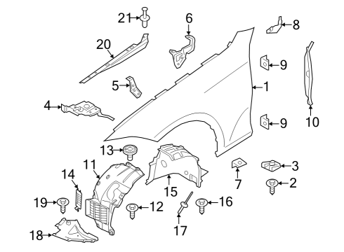 2023 BMW M3 SIDE PANEL BRACKET, FRONT RI Diagram for 41009466088