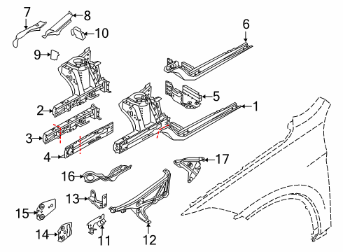 2021 BMW X2 Structural Components & Rails Diagram