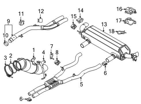 2024 BMW 840i Gran Coupe Exhaust Components Diagram