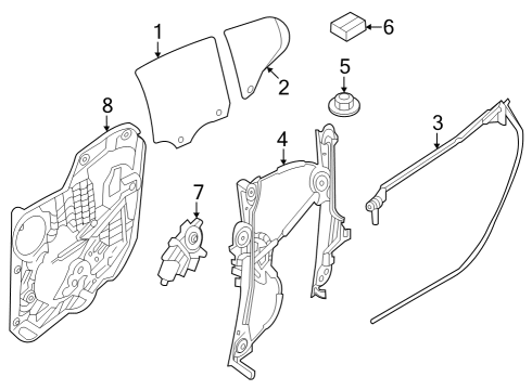 2024 BMW M8 Glass - Rear Door Diagram