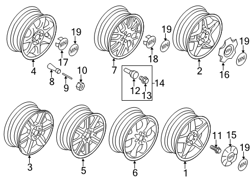 Hub Cap, Silver Diagram for 36136771001