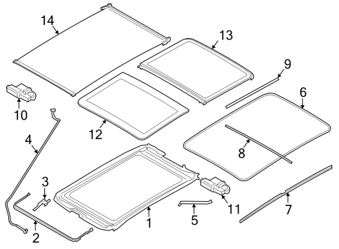 2024 BMW X1 Glass Roof Panel Diagram