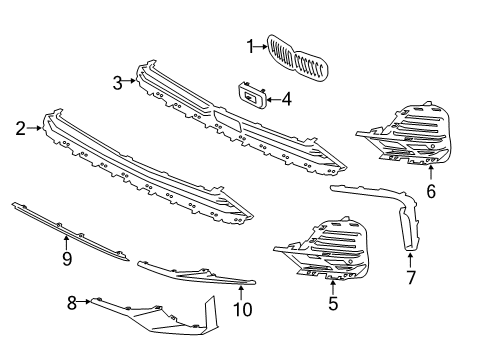 2021 BMW X7 Grille & Components Diagram 2