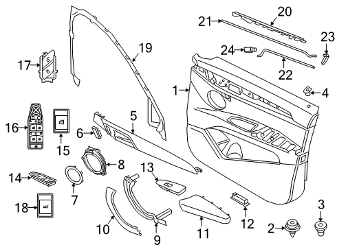 2023 BMW X2 Interior Trim - Front Door Diagram