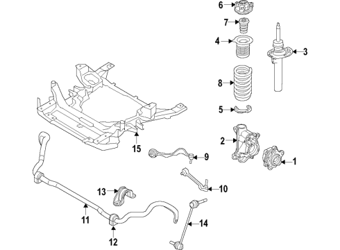 2023 BMW X4 Front Suspension, Lower Control Arm, Ride Control, Stabilizer Bar, Suspension Components Diagram 1