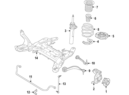 2021 BMW M340i Front Suspension Components, Lower Control Arm, Ride Control, Stabilizer Bar Diagram 2