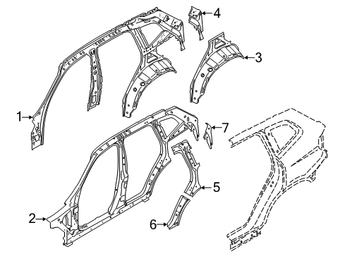 2023 BMW X3 M Inner Structure - Quarter Panel Diagram