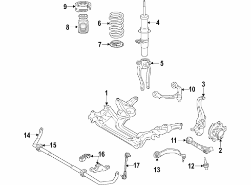 2021 BMW M850i xDrive Front Suspension Components, Lower Control Arm, Upper Control Arm, Ride Control, Stabilizer Bar Diagram 2