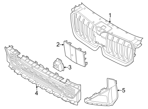 2023 BMW X1 FRONT ORNAMENTAL GRILLE Diagram for 51139880301