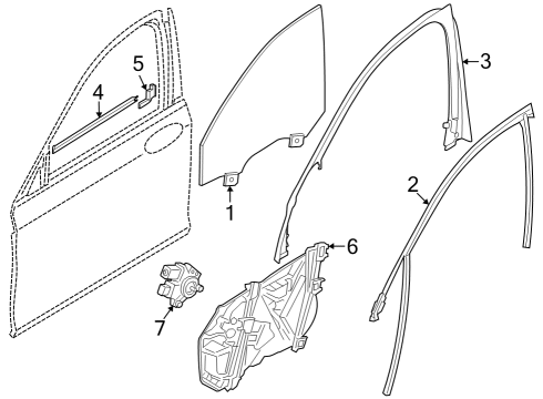 2023 BMW i7 Glass - Front Door Diagram