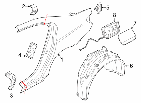 2023 BMW 760i xDrive Quarter Panel & Components Diagram