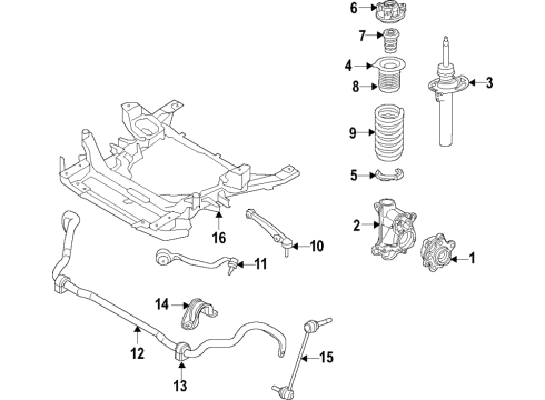 2023 BMW X3 Front Suspension, Lower Control Arm, Ride Control, Stabilizer Bar, Suspension Components Diagram 4