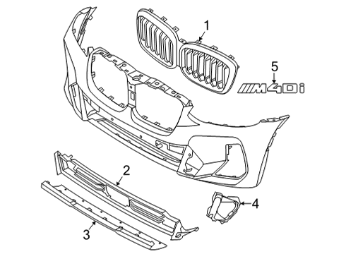 2022 BMW X4 Grille & Components Diagram 2