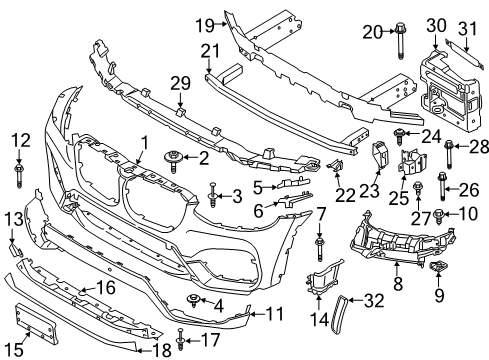 2021 BMW X3 M Bumper & Components - Front Diagram 1