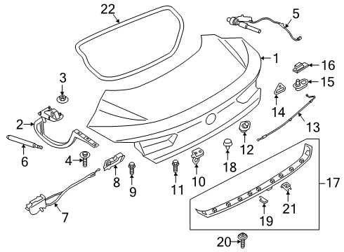 2021 BMW M850i xDrive Trunk Lid & Components Diagram 2