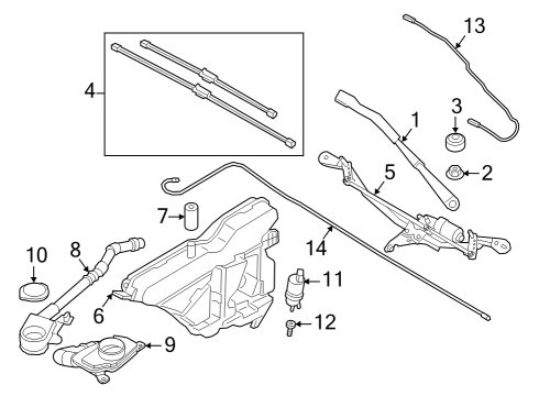 2022 BMW 330e Wiper & Washer Components Diagram