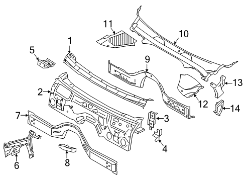 2021 BMW 750i xDrive Cowl Diagram