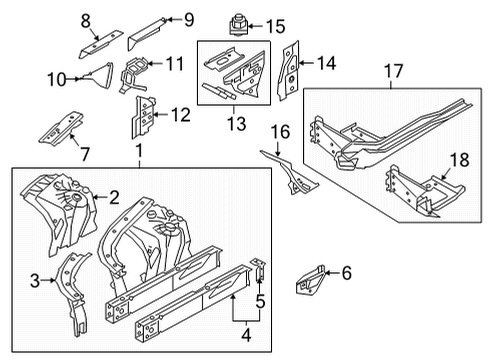 2024 BMW M850i xDrive Gran Coupe Structural Components & Rails Diagram