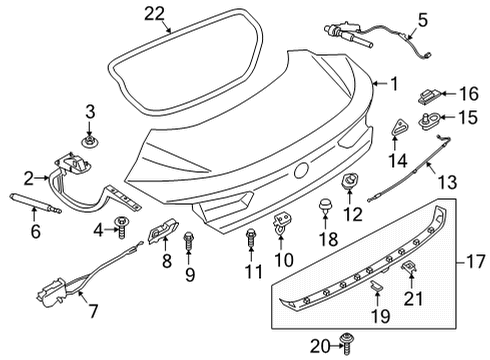 2024 BMW M850i xDrive Gran Coupe Trunk Lid & Components Diagram