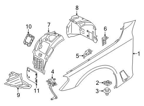 2022 BMW 750i xDrive Fender & Components Diagram