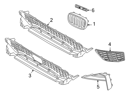 2021 BMW X4 M Grille & Components Diagram 1