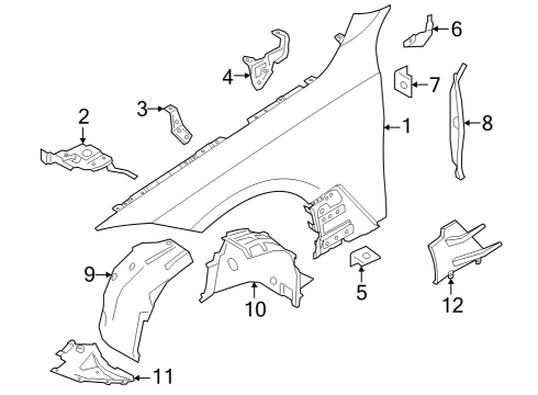 2024 BMW 430i xDrive Gran Coupe Fender & Components, Exterior Trim Diagram