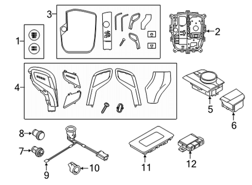 2023 BMW 840i xDrive Gran Coupe Center Console Diagram 2