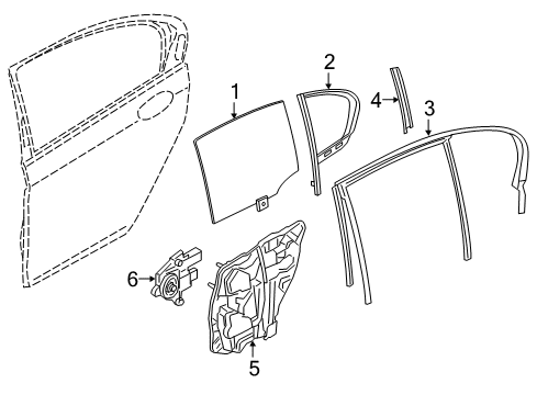 2021 BMW M5 Front Door Glass & Hardware Diagram 2