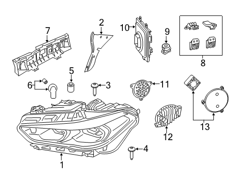 2019 BMW X5 HEADLIGHT, LASER LIGHT, LEFT Diagram for 63115A55AB1