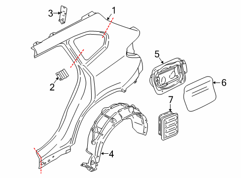 2022 BMW X1 Quarter Panel & Components Diagram