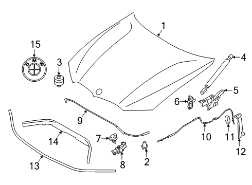 2022 BMW M340i Hood & Components Diagram