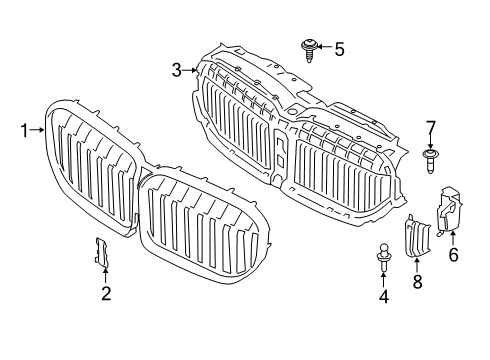 2021 BMW 750i xDrive Grille & Components Diagram 1