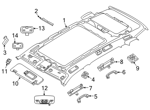 2022 BMW X7 SUN VISOR, ALCANTARA, LEFT Diagram for 51165A2A0E7