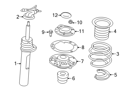 Front Left Spring Strut Diagram for 31316867213