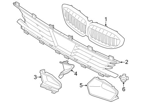 2023 BMW 330e xDrive Grille & Components Diagram 1