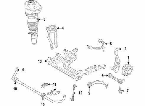 2021 BMW 740i xDrive Front Suspension, Lower Control Arm, Upper Control Arm, Ride Control, Stabilizer Bar, Suspension Components Diagram 2