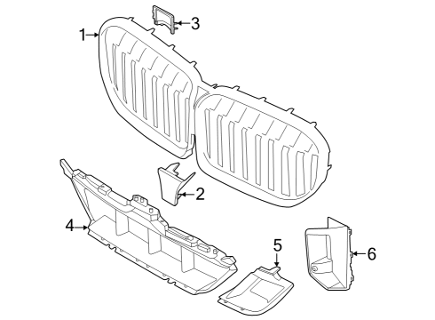 2024 BMW 760i xDrive Grille & Components Diagram