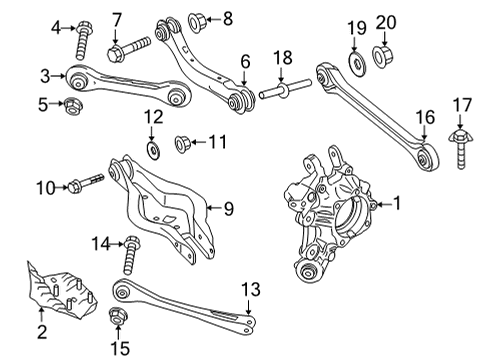 2021 BMW M440i Rear Suspension, Lower Control Arm, Upper Control Arm, Stabilizer Bar, Suspension Components Diagram 3