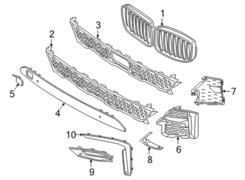 2021 BMW X7 Grille & Components Diagram 1