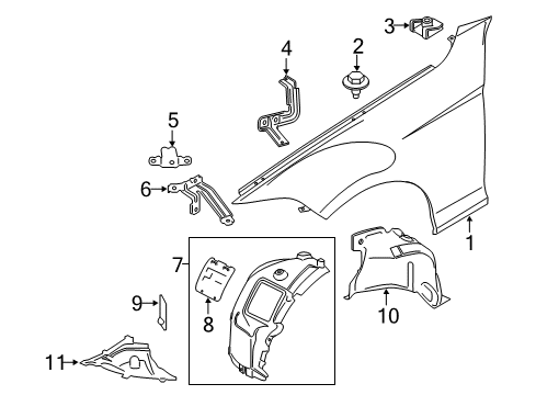 2021 BMW 230i Fender & Components Diagram