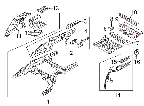 2021 BMW 750i xDrive Rear Floor & Rails Diagram